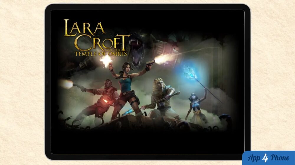 Jeu Lara Croft affiché sur une tablette