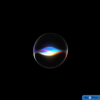 Icône lumineuse de Siri sur fond noir