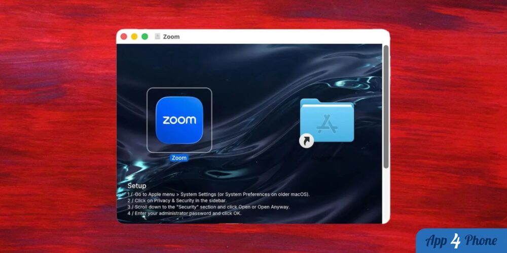 Illustration d’un faux programme Zoom demandant un mot de passe administrateur