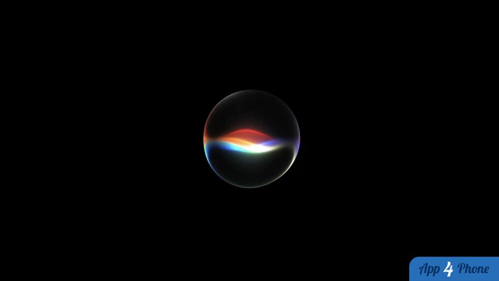Illustration de Siri AI, une sphère lumineuse sur fond noir