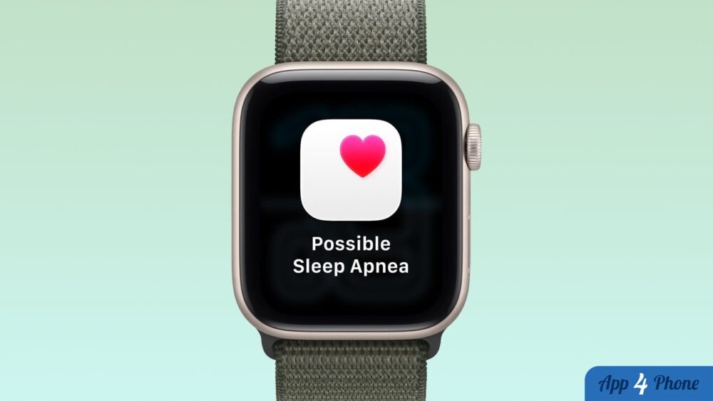 Apple Watch affichant une alerte d’apnée du sommeil possible