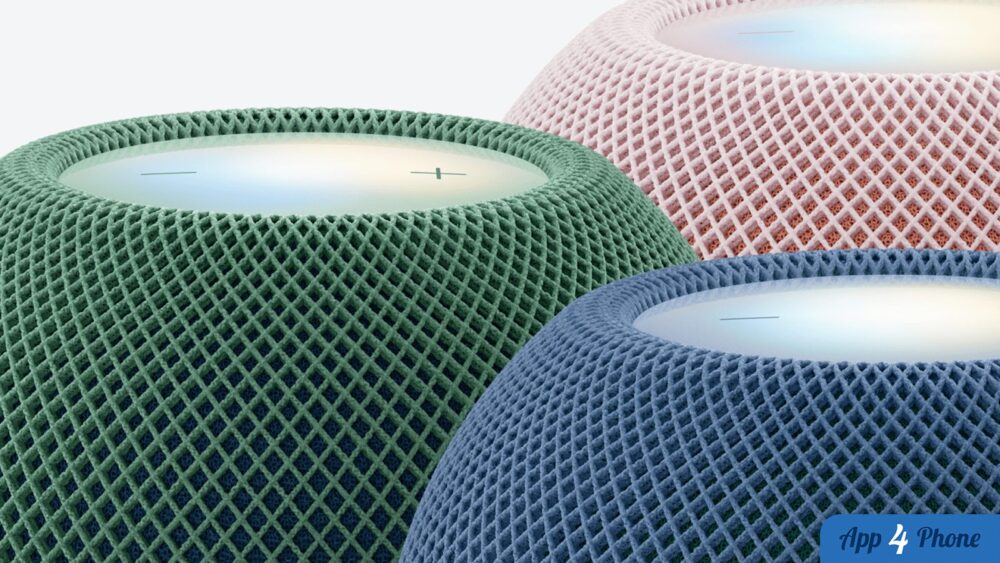 Plusieurs HomePod mini colorés vus en gros plan