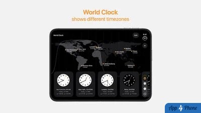 Application Horloge mondiale affichant plusieurs fuseaux horaires