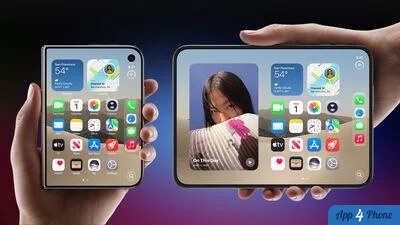 Deux iPhone Duo pliables affichés côte à côte