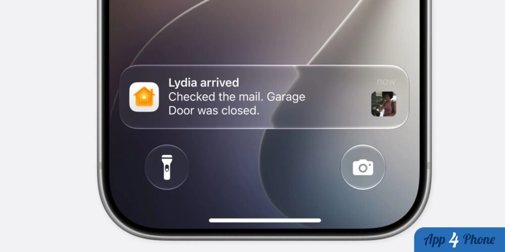 Notification Home signalant l’arrivée d’une personne et l’état du garage