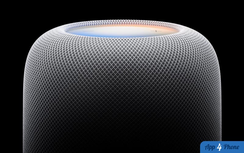 HomePod blanc avec surface supérieure lumineuse