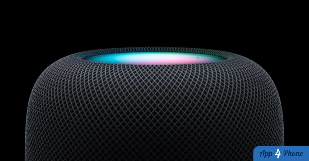 Gros plan sur une enceinte HomePod noire illuminée