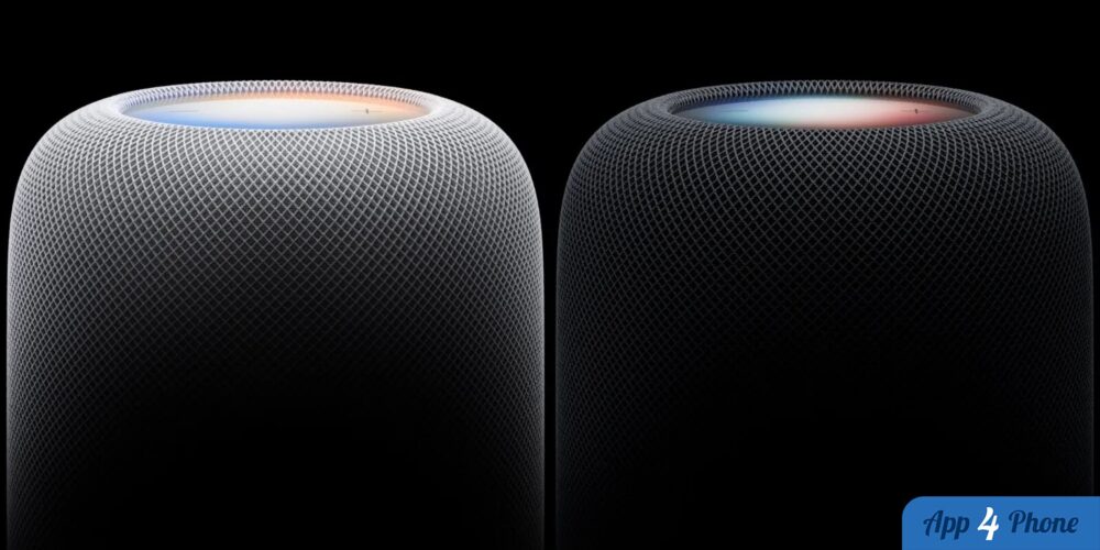 Deux enceintes HomePod blanche et noire vues en gros plan