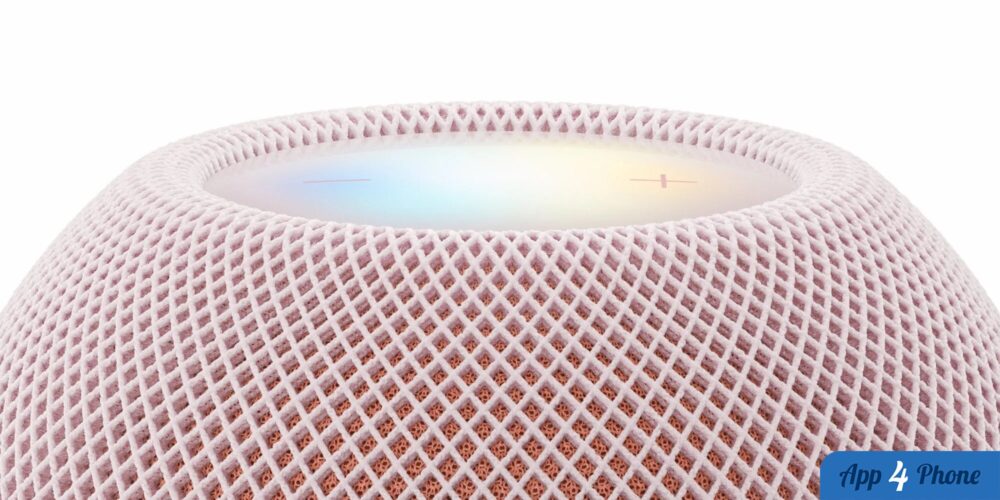 Gros plan sur le dessus tactile d’un HomePod mini rose