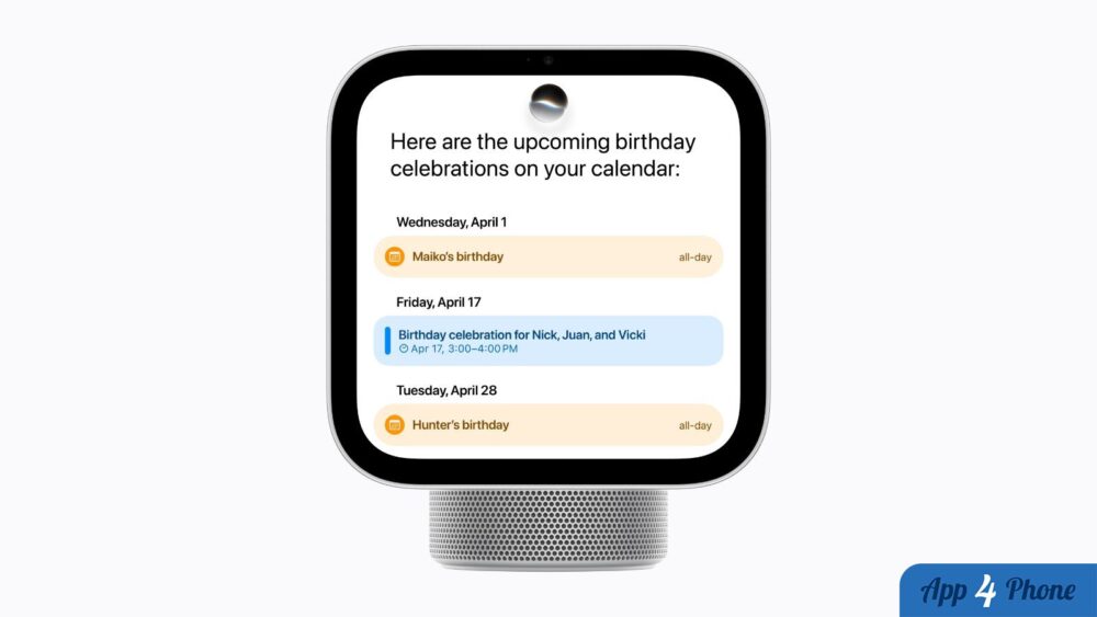 Écran HomeView affichant des événements personnels dans un calendrier partagé