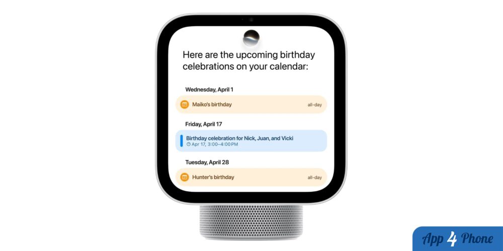 Appareil HomeView affichant des événements d’anniversaire sur son écran