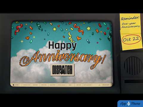 Écran de Dispatch affichant un message d’anniversaire coloré