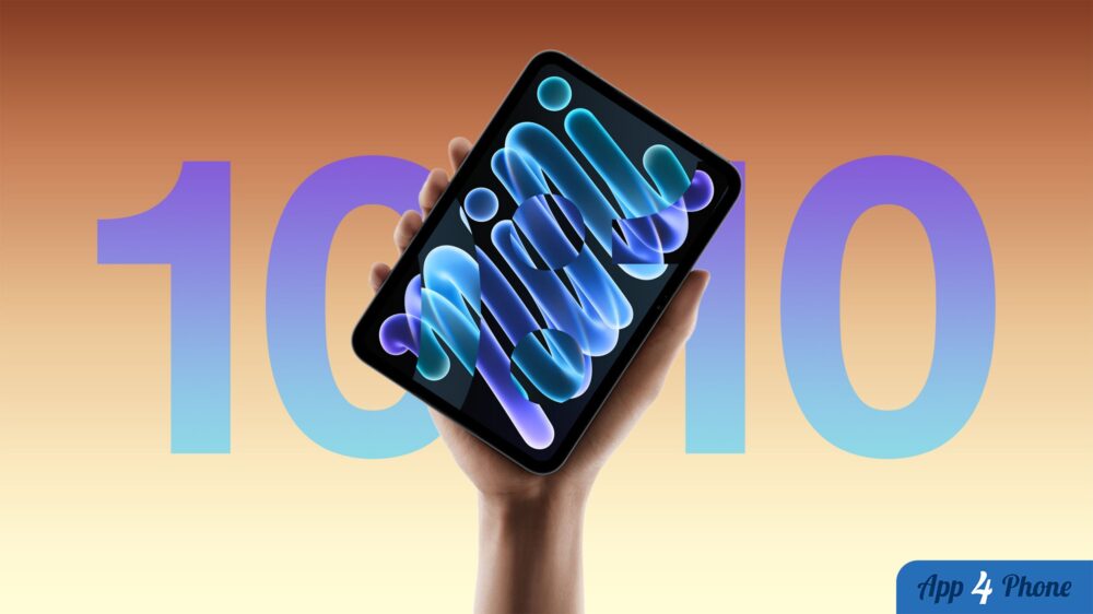 iPad mini tenu à la main devant le nombre 10