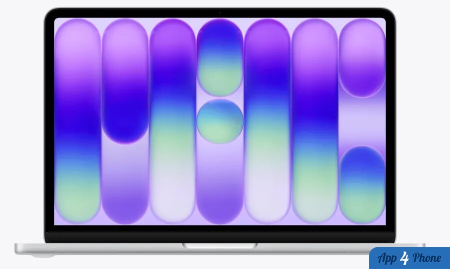MacBook Neo affichant un fond d’écran coloré