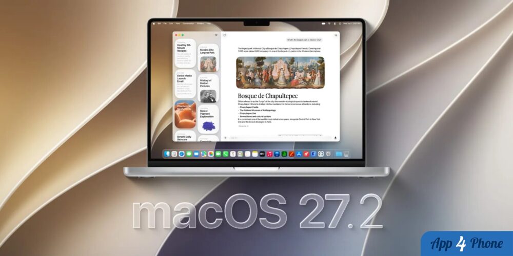 Ordinateur portable présentant l’interface de macOS 27.2